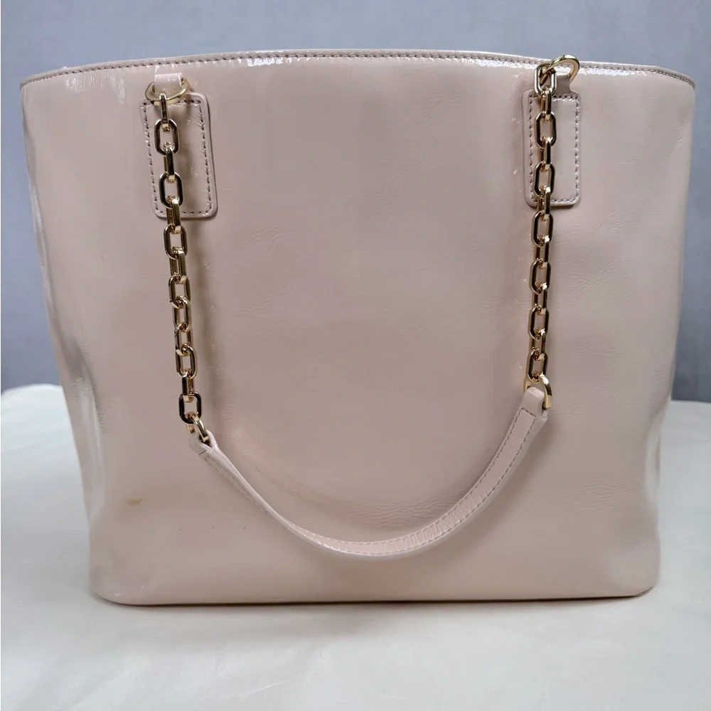 Tory Burch Light Pink Tote Bag EUC Light Oak Charlie Patent Tote Leather